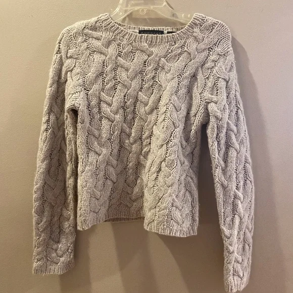 Express Handknit Lambswool size small light gray sweater. {127} - Picture 1 of 8